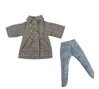kowaku 2 Piezas Abrigo para Muñeca Conjunto Elegante Chaqueta Trench Gabardina con Botones Leggings Cómodos Tejido Suave Adecuado para Muñecas Escala 1/12 Juego Creativo Escenas, Beige