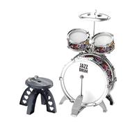 kowaku 3 Piezas Batería Infantil Tambores Percusión Juguete Musical Jazz Instrumento Educativo con Silla PVC Recomendado para Familiares Conciertos E, 3 en 1