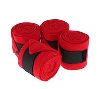 kowaku 4 Piezas Venda para Piernas de Caballo Banda Ecuestre Protector Fleece Doble Cara Cierre Ajustable Adecuada para Ejercicio Monta Transporte Entre, Rojo