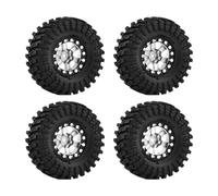 kowaku 4 Ruedas Y Neumáticos para Coches RC Crawler 1/18 Y 1/24. Reemplazo Directo. Accesorios Resistentes, Profesionales, Portátiles Y para SCX24, Plata
