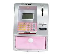 kowaku Alcancía Infantil Electrónica ATM Banca Juguete Caja Dinero Contraseña Calculadora Meta Depósito Pantalla Adecuada para Niños Regalo Educativo Hogar C, Plata Rosa, Individual