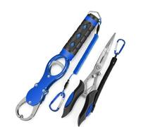 kowaku Alicate de Pesca Alicate Largo de Precisión Pinza para Anillas Partidas Agarrador de Peces con Indicador de Peso Aluminio Ligero y Mango EVA Adecuado, Azul