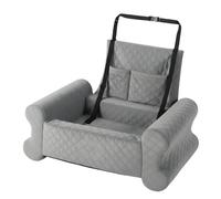 kowaku Asiento para Perros Coche Cama Elevada Booster Viaje Mascota Cuna Confort Elevación Mirador Interno Correas Traseras Funda Lavable Tela Esponja, Gris