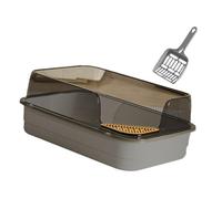 kowaku Bandeja para Gato con Borde Elevado Y Diseño Abierto Caja Sanitaria de Material Resistente a Golpes Recipiente de Arena Fácil de Limpiar Y Mantener Ba, Gris