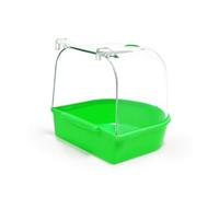 kowaku Baño para Pájaros Contenedor de Aves Caja de Baño para Jaula Taza de Agua Accesorio Colgante de PVC Estable Transparente Ayuda al Cuidado de Plumas, Green