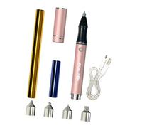 kowaku Bolígrafo de USB para Láminas, Bolígrafo de Aluminio para Estampar en Caliente con 4 Puntas Intercambiables, Kit de Herramientas para Scrapbooki, Rosa