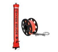 kowaku Boya de Señalización para Buceo con Carrete de 30 M Y Bolsa, Incluye Clip de Gancho, Tubo SMB Rojo, 1.2 M X 15 Cm