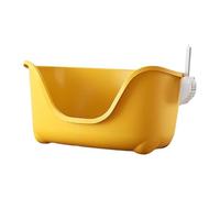 kowaku Caja de Arena para Gatos con Lados Bandeja Sanitaria para Mascotas con Asas Bandeja para Gatitos Y Recipiente de Arena de PP Adecuad, Amarillo