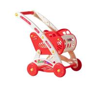 kowaku Carrito de Compras de Juguete Carro Supermercado Trole Juguete Cesta Infantil Juego de Simulación Accesorios de Cocina Realistas Aprendizaje de Compra, Rojo