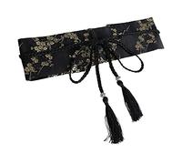 kowaku Cinturón Ancho Faja Correa Kimono Banda Cintura Embroidería Flor Ciruela Plum Blossom Estilo Oriental Satinado Adecuado para Regalo Decoración de
