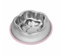 kowaku Comedero para Mascotas Cuenco Tazón Plato de Acero Inoxidable 304 con Alimentación Lenta y Saliente en Forma de Base Estable con Anillo de Silicona, Rosa, Bandeja Única