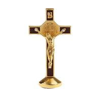 kowaku Crucifijo Símbolo Cruz Imagen Adorno Jesucristo Metal Pegable para Espacio Devocional Automóvil Casa Capilla, Oro