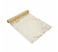 kowaku de Mesa Decorativo Mantel Sendero Adorno para Mesa con Tiras de Estrellas Relucientes en Poliéster Translúcido Aporta Textura y Luz Adecuado para , 28cm 500cm , Oro Estrellas