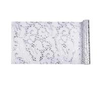 kowaku de Mesa Decorativo Mantel Sendero Adorno para Mesa con Tiras de Estrellas Relucientes en Poliéster Translúcido Aporta Textura y Luz Adecuado para , 28cm 500cm , Plata Estrellas