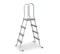 kowaku Escalera para Piscina Elevada con Pasamanos Peldaños Antideslizantes y Tubos de 32 Mm Estructura Tubular Resistente en Acero Galvanizado Adecuada para Piscinas Elevadas y Uso Familiar, 150cm