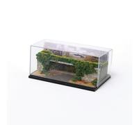 kowaku Escena en Miniatura con Caja Transparente Tallado Vitrina Acrílico con Base Compacto Diorama para Estantería, Escritorio, Escena De Puente Rural