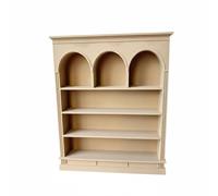 kowaku Estantería para Casa de Muñecas Mueble Miniatura Estantería Librero con Tres Arcos y Cuatro Baldas Plástico Texturizado Estable Escala 1 12 Adecuada, Beige