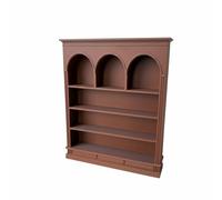 kowaku Estantería para Casa de Muñecas Mueble Miniatura Estantería Librero con Tres Arcos y Cuatro Baldas Plástico Texturizado Estable Escala 1 12 Adecuada, Marrón Oscuro