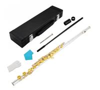 kowaku Flute para Estudiantes Diseñado con Cuproníquel Almohadillas de Cuero Embocadura Inclinada Mecanismo Adecuado para Músicos Principiantes Bandas Clases Musicales, Plateado+Dorado
