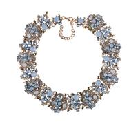 kowaku Gargantilla Retro Gruesa con Diamantes de imitación, Regalo para mamá, bisutería, Babero, Azul Claro