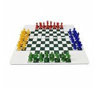kowaku Juego de Ajedrez Multijugador con Piezas Translucidas Tablero Portátil Formato Innovador Experiencia Compartida Apto para Encuentros Sociales Familiares Noches de Juegos, 4P Green-White