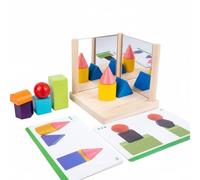 kowaku Juego Espejo Construcción Niños Bloques Rompecabezas Tarjetas Desafío Juguete Educativo de Madera Desarrolla Razonamiento y Conversión Gráfica Adecuado para Terapia Ocupacional Aula Casa