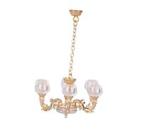 kowaku Lámpara de Miniatura para Casa de Muñecas Modelo de Techo Colgante Decorativo de Aleación para Salón Adecuado para Coleccionistas Manualidades E, Oro