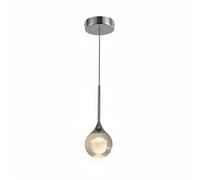 kowaku Lámpara de Techo de Cristal Lámpara Colgante Compacta Plafón Lámpara de Suspensión con Copa de Cristal y Base de Metal Crea Iluminación Suave y, Plateado, Estándar, Luz Tricolor
