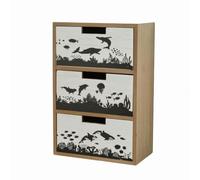 kowaku Organizador de Cajones de Escritorio Mueble Cajonera Archivador con Estructura Compacta Vertical y Acabado de de Madera Hecho a Mano Adecuado para, Estilo H6622-B Animales Marinos
