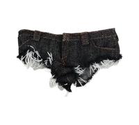 kowaku Pantalones Cortos Figura de Acción Femenina Miniatura Short para Muñeca BJD Casual de Muñeca Tejido Denim Realista Adecuado para Cole, Negro
