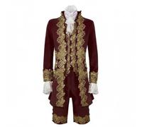 kowaku Príncipe Traje Disfraz Medieval Conjunto Chaqueta Pantalones Diseño en Poliéster para Halloween Presentación Adultas Fiestas Temáticas Cosplay, Rojo Azufaifo, XS