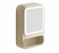 kowaku ría con Espejo Iluminado Plástico Resisn Organizador Baño con Espejo Multiusos Rack Pared Compartimento Abierto para Hogar, Amarillo Crema, con Luz
