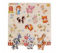kowaku Rompecabezas Infantil de Figuras Madera Juego Pedagógico de Asociar Formas Diferentes Actividades Visuales Adecuado para Hogar Educación Escolar Sesiones Individuales, Animales De Granja