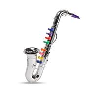 kowaku Saxofón de Juguete Infantil Musical Instrumento Trompeta Estilo Realista con Campana Plástico Prop para Fotos y Actuaciones Adecuado para Juego , Plateado