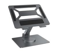 kowaku Soporte Laptop con Estación de Acoplamiento Elevador Ergonómico Giratoria Hub Integrado Metal Robusto Diseño Ranurado Que Disipa y Libera Espacio, Gris Plomo