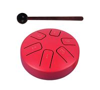 kowaku Steel Drum Hand Pan Drum 3.8 pulgadas Instrumentos de percusión Hecho a mano Mini con baquetas Mini Hand Drum para meditación Viaje Concierto, Rojo