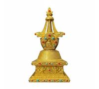 kowaku Stupa Budista de Latón Pagoda Estatua Reliquia con Tallado Intricado y Incrustaciones de Piedras para Meditación Altar y Decoración del Hogar, 21cm 21cm 44cm, Torre Nirvana