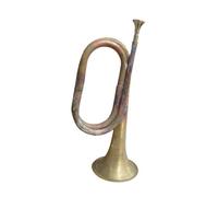 kowaku Trompeta de caballería, de explorador, pequeña de latón, trompeta de latón completa para banda escolar, Antiguo
