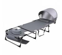 kowaku Tumbona Reclinable Exterior Silla Plegable Camastro Portátil Cama de Playa con Reclinación Versátil de Cama a Tumbona Orificio Facial y Almohada en U, Gris, Grande
