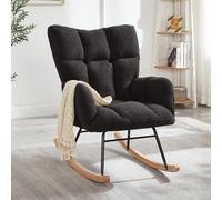 kowdom Mecedora moderna silla relax con estructura de madera y marco de metal, gris oscuro, 69 × 89 × 101 cm, diseño escandinavo para salón, dormitorio, oficina y balcón