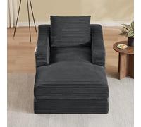 kowdom Sillón cama de pana 100 x 162 x 68 cm - Sillón moderno con espuma de alta densidad, extensible a la cama, sofá individual para salón dormitorio (gris oscuro)