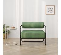 kowdom Sillón de salón moderno tapizado con revestimiento de pana y estructura metálica negra, color verde, sillón relax para salón, dormitorio, oficina, soporta hasta 130 kg