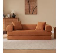 kowdom Sofá cama plegable de 3 plazas - Boneless - Sofá convertible en cama de tatami con espuma fría, sin estructura para salón (terracota)