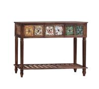 KOWJIFH Consola con 3 cajones, Mesa de Entrada Vintage con estantes, Librería Mueble de TV Soporte para Plantas de balcón, Aparador Estrecho para Cocina, Entrada, Pasillo, sofá y Sala de Estar