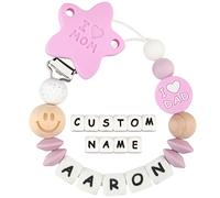 Kowlone Cadenas Chupetes Personalizado para Bebé con Nombre Silicona Mamá papá Chupetero Niño Chicas(Violeta)