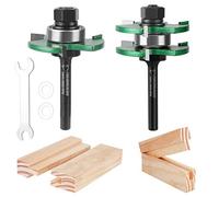 KOWOOD Pro - Juego de 2 brocas para fresar de madera con forma de T ajustable de 3 dientes