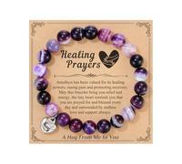 KOXMOON Regalos inspiradores para mujeres después de la cirugía, pulsera de amatista de piedra natural, regalos de ánimo para mujeres, amigas, hermanas, compañeras de trabajo, un abrazo de mí a ti