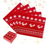 Koxtyzo 100 Servilletas de papel Navideñas, 33 x 33 cm Servilletas Rojas Navidad, Decoración de Mesa con Estampado de Renos y Copos de Nieve, pare Decoración de Fiestas Navideñas