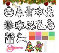 Koxtyzo 12 PCS Kit Manualidades Navidad para Niños, Pegatinas de Transferencia Navidad, Creatividad Manualidades de Decoración navideñas para niños para Niños y Niñas Regalos, A