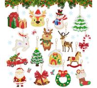 Koxtyzo 16 Piezas Diamond Painting Llaveros Navidad, 5D Colgantes de Pintura Diamante, DIY Llavero Diamantes Navideños, Kit de Diamond Painting Navidad Manualidades para Niños y Adultos